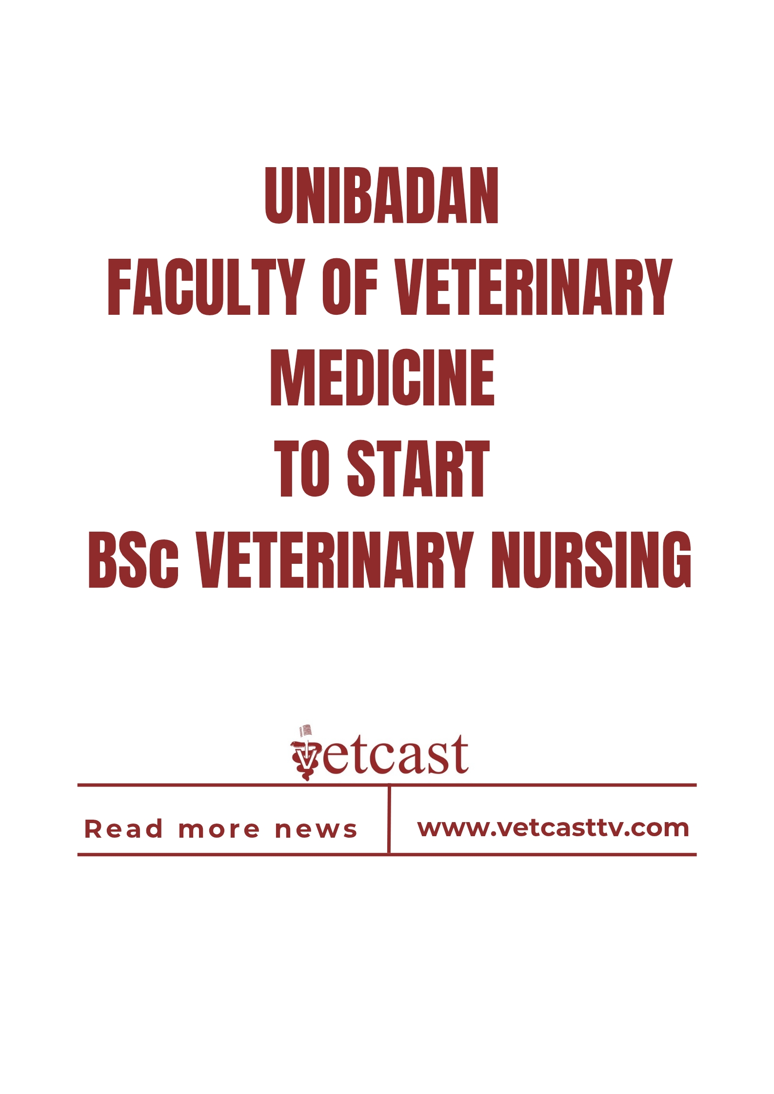 UNIBADAN Faculty of Veterinary Medicine to start BSc Veterinary Nursing